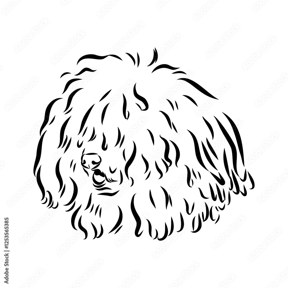 Minimalist puli dog logo design. Modern line art, vector, graphic, icon, illustration Minimalist puli dog logo design. Modern line art, vector, graphic, icon, illustration