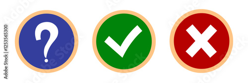 Question, Checkmark, and Cross Symbol Icons