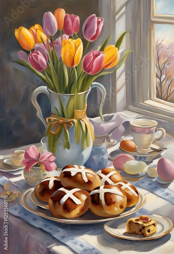 Delicious and beautifully presented breakfast on the table with freshly prepared food and coffee