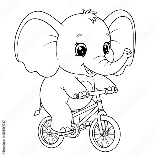 Cute Elephant Riding a Bike Coloring Page for kids