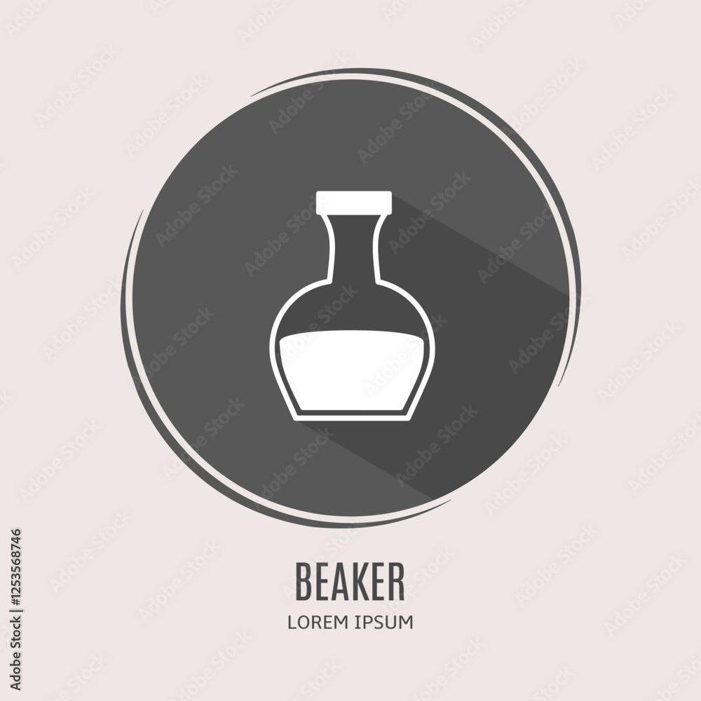 Symbol beaker logo. Illustration of beaker in flat. Stock vector. Symbol beaker logo. Illustration of beaker in flat. Stock vector.