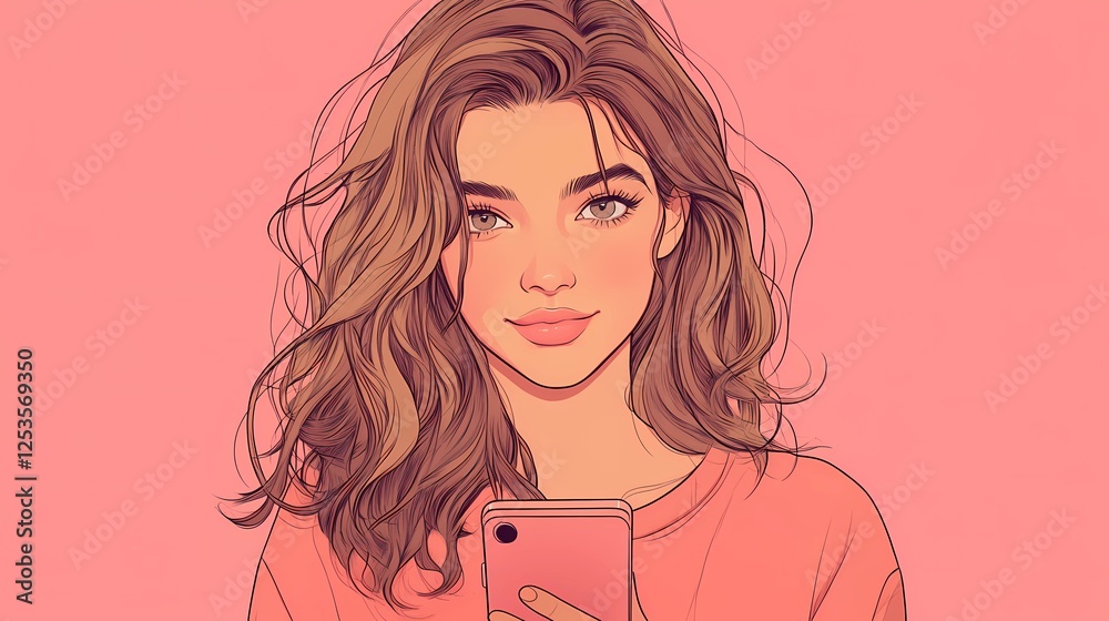 Modern lifestyle scene with people using phones, immersed in daily activities and communication. Graphic novel-style illustration. Modern lifestyle scene with people using phones, immersed in daily activities and communication. Graphic novel-style illustration.