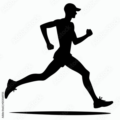 Marathon Runner Silhouette in black on a white background