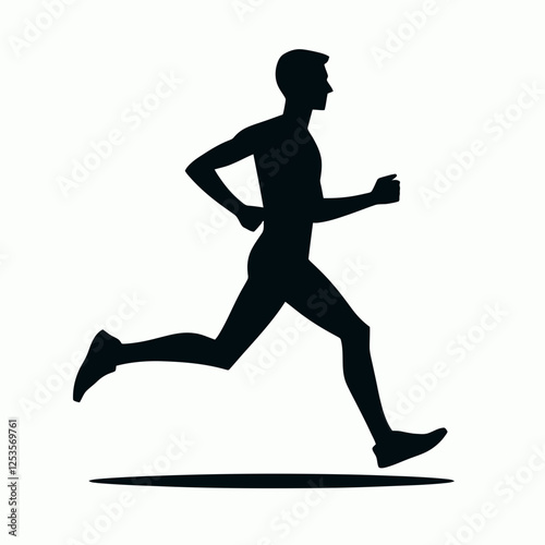 Marathon Runner Silhouette in black on a white background