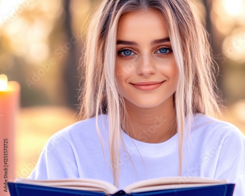 Embrace the freedom of outdoor productivity with this image of a focused young woman working on a laptop outdoors, skillfully taking notes amidst nature's tranquility Witness the seamless blend of