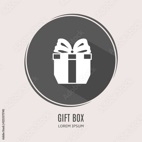 Symbol gift box logo. Illustration of gift box in flat. Stock vector.