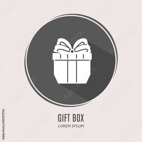 Symbol gift box logo. Illustration of gift box in flat. Stock vector.