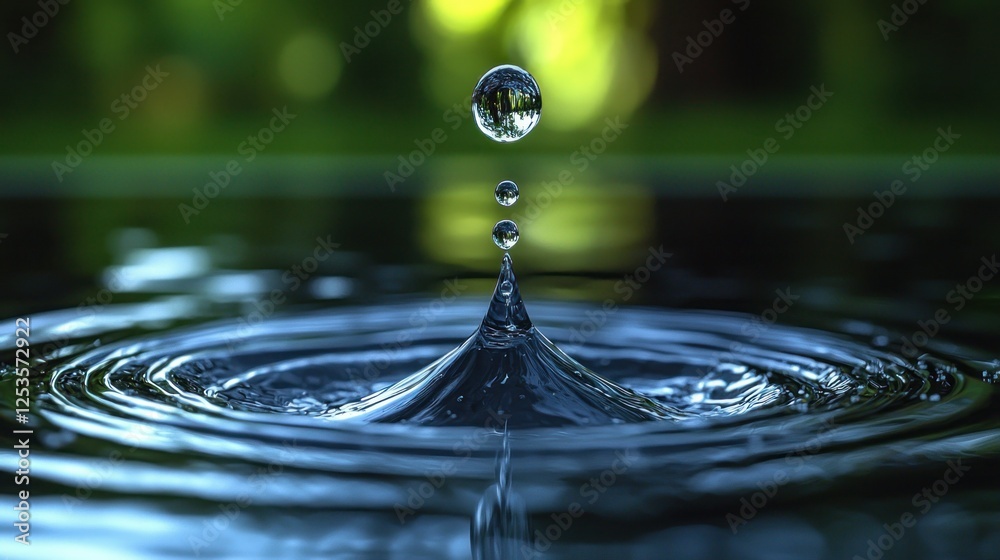 Water droplet impact, nature background, ripples, purity Water droplet impact, nature background, ripples, purity