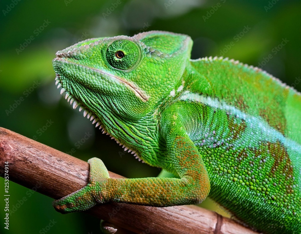 Fototapeta premium green veiled garden chameleon portrait