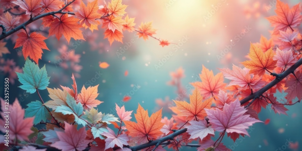 Serene autumnal foliage, delicate maple leaves bathed in soft sunlight, gently swaying branches with a tranquil, dreamy atmosphere, creating a peaceful scene of seasonal beauty. Serene autumnal foliage, delicate maple leaves bathed in soft sunlight, gently swaying branches with a tranquil, dreamy atmosphere, creating a peaceful scene of seasonal beauty.