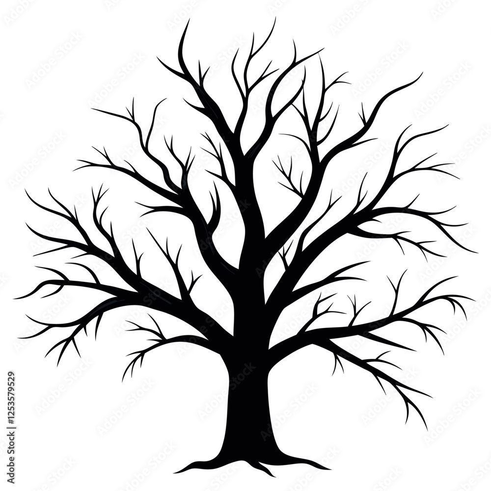 Obraz premium Bare tree branches vector illustration.