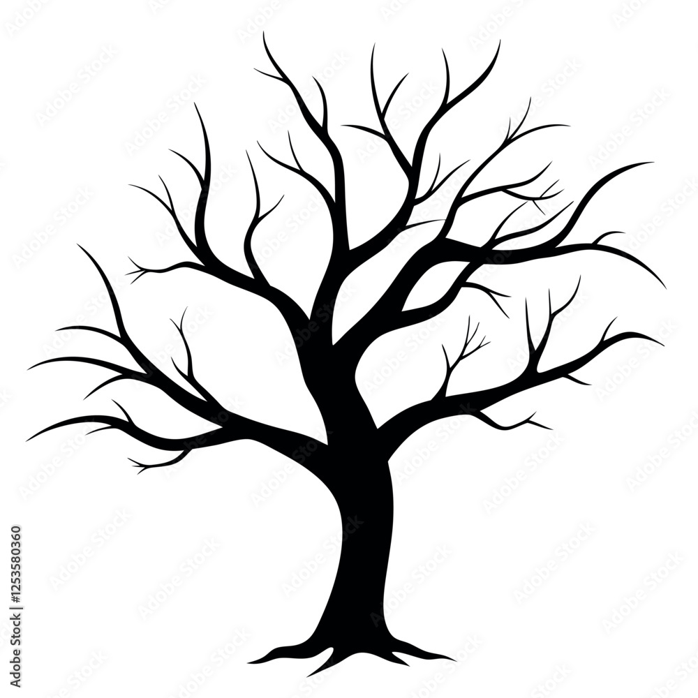Obraz premium Bare tree branches vector illustration.