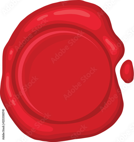 Cartoon wax stamp. Vintage postage seal stamp, red wax label marks, medieval post signet flat vector illustration icon. Postal paraffin stamps