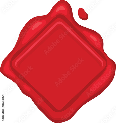 Cartoon wax stamp. Vintage postage seal stamp, red wax label marks, medieval post signet flat vector illustration icon. Postal paraffin stamps