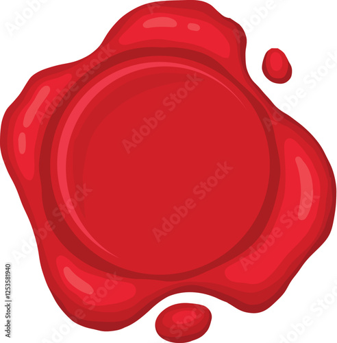 Cartoon wax stamp. Vintage postage seal stamp, red wax label marks, medieval post signet flat vector illustration icon. Postal paraffin stamps