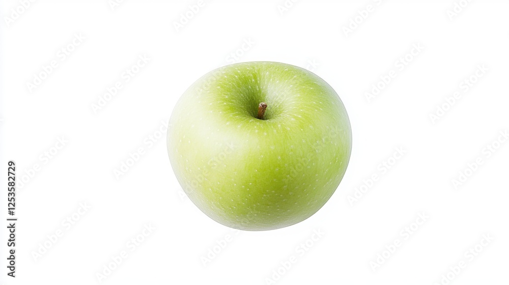 Fresh Green Apple on a White Background Highlighting Natural Healthy Eating and Nutrition Fresh Green Apple on a White Background Highlighting Natural Healthy Eating and Nutrition