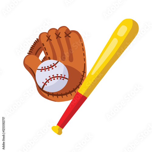 baseball game color symbol, hand drawn vector illustration