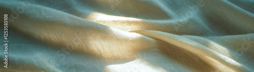 Macro texture of linen showcasing slubs and surface detail against a bright background photo