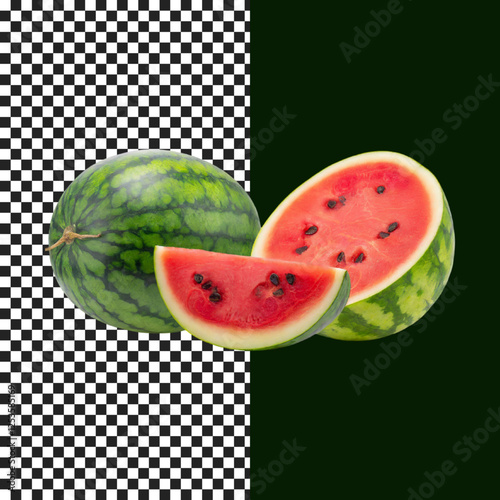 Juicy watermelon with sliced, Perfectly Cut Watermelon Slices to Enjoy on a Sunny Day on transparent background, png, psd
