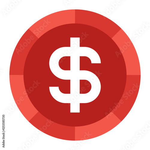 Bold Red Dollar Sign Icon for Financial Themes