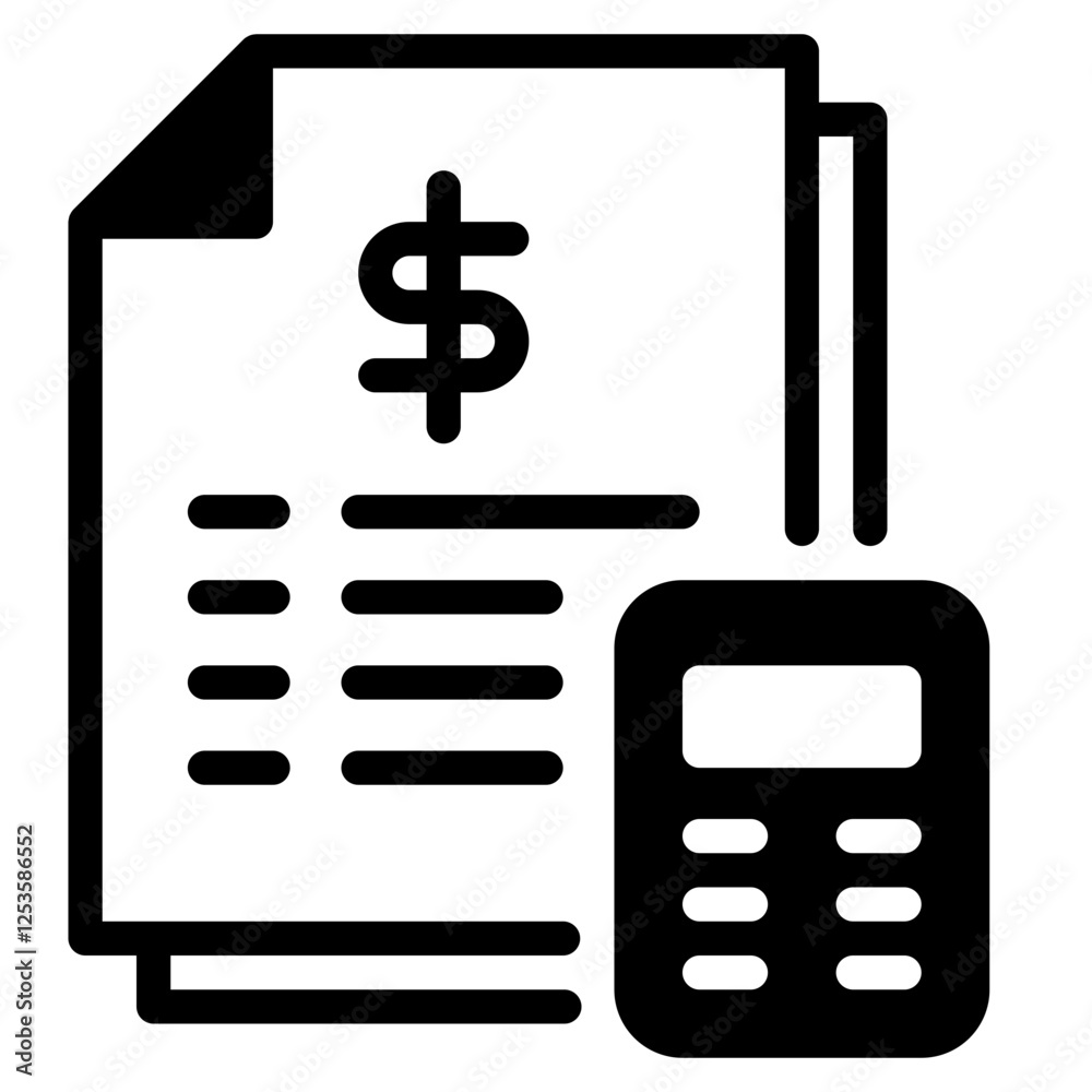 Invoice Document with Calculator Icon Invoice Document with Calculator Icon