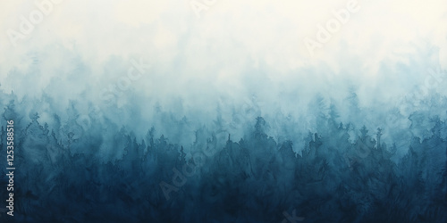 Abstract blue watercolor gradient painting with soft textures