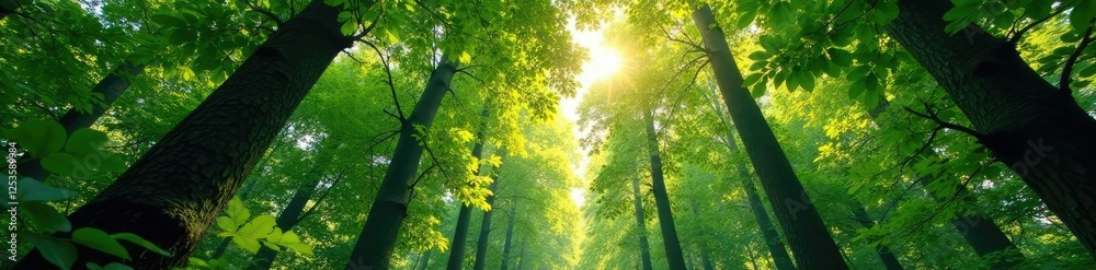 Fototapeta premium A kaleidoscope of color from the forest canopy, canopy, greenery, tree leaves