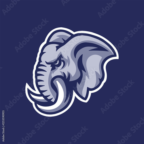Elephant mascot sports logo, isolated vector illustration