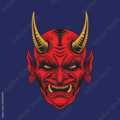 Demon devil head, isolated vector illustration