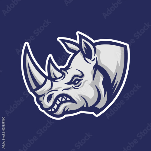 Rhino mascot sports logo, isolated vector illustration