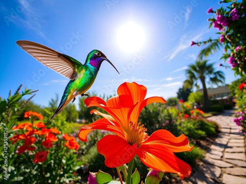 hummingbird and flower