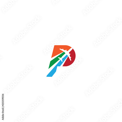 p air plane logo. vector illustration of letter P and airplane for icon,symbol or logo