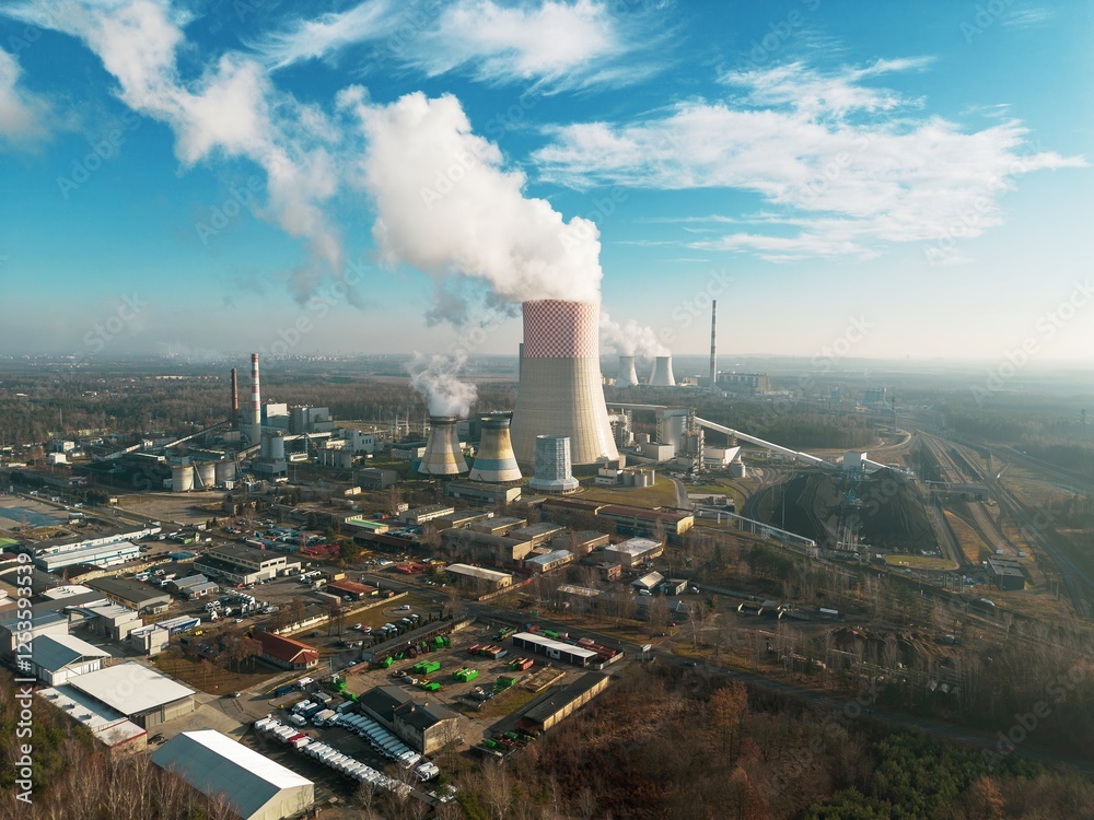 Industrial complex with smoke pollution Industrial complex with smoke pollution