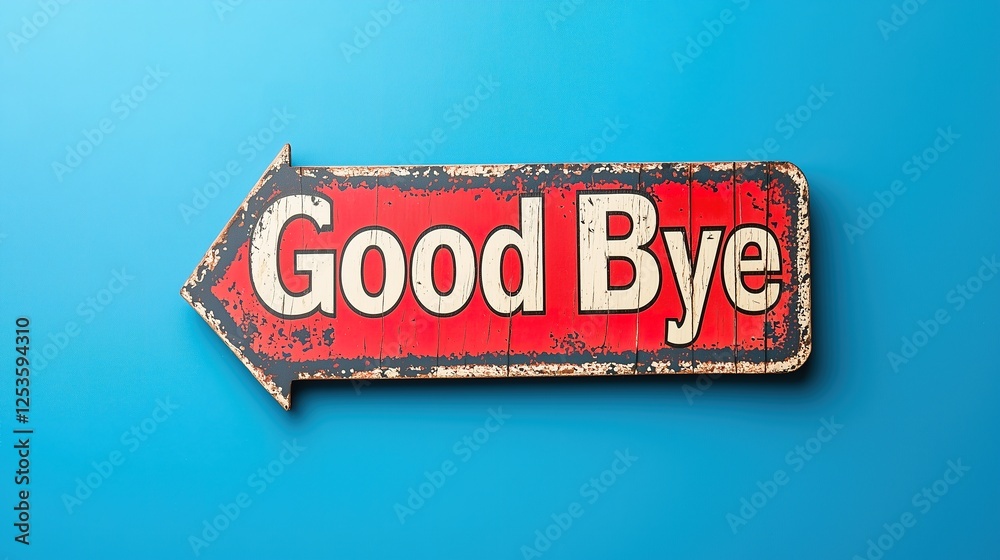 Fototapeta premium Retro Goodbye Sign on a Blue Background