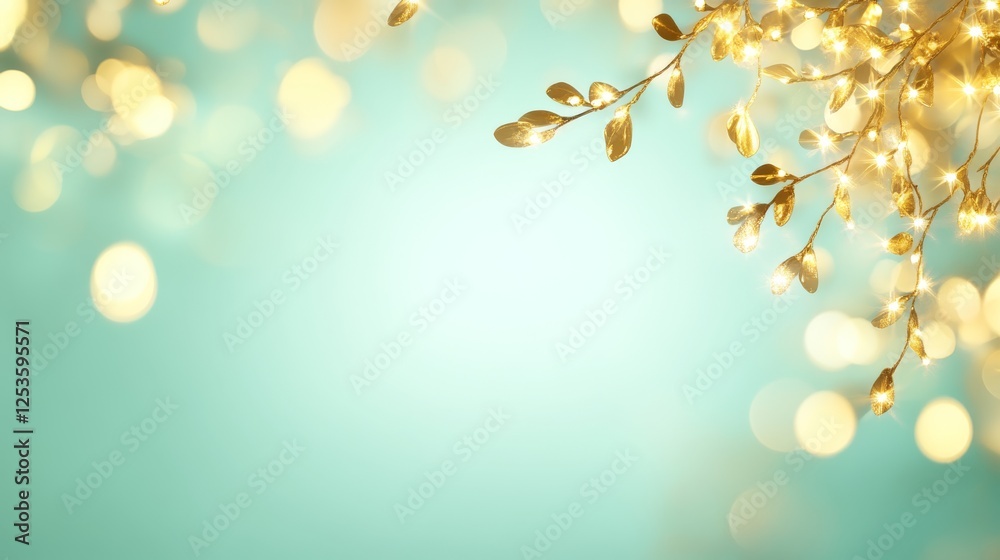 Golden leaves adorn a branch against serene blue backdrop, captivating image of nature's splendor Golden leaves adorn a branch against serene blue backdrop, captivating image of nature's splendor