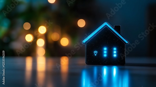 Modern smart home device glowing in darkness.