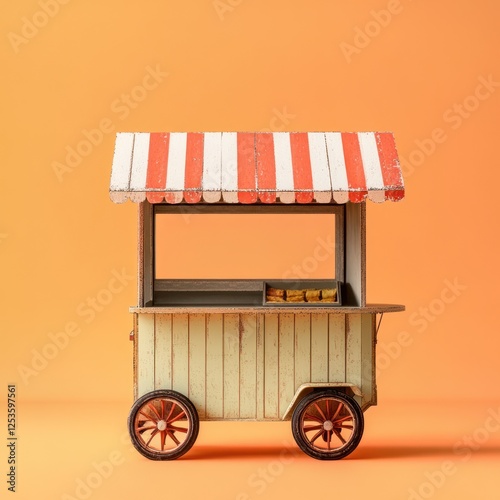 Vintage Food Cart on Orange Background photo