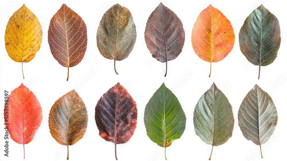Obraz premium Seasonal fall leaves isolated on white