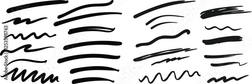 Collection of Hand-Drawn Line Art Strokes