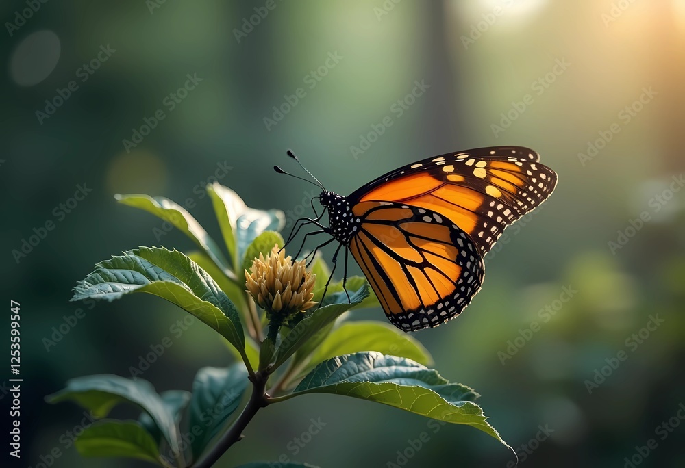 Monarch Butterfly on a Blossom: A Moment of Tranquility Monarch Butterfly on a Blossom: A Moment of Tranquility
