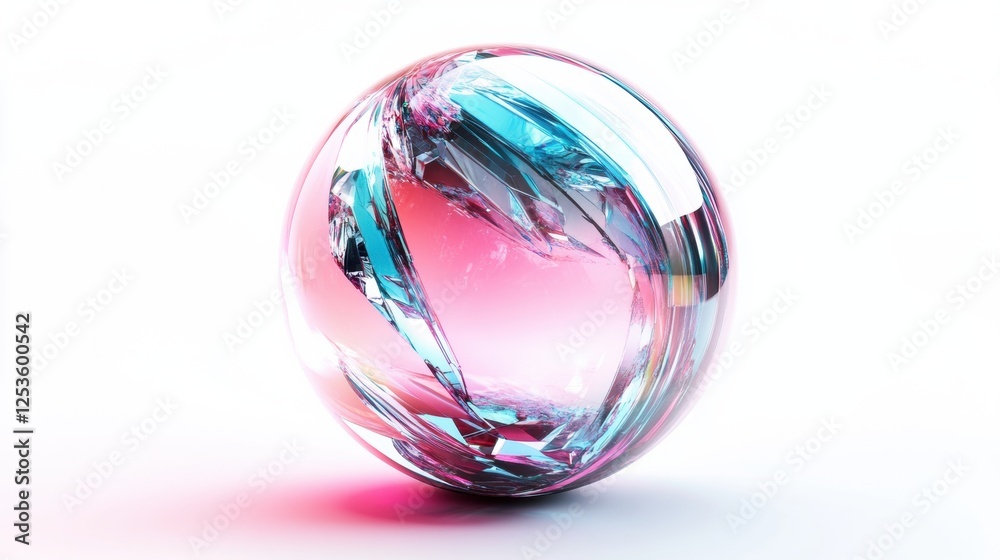 Colorful Abstract Sphere with Light Reflections and Gradient in a Minimalist Composition