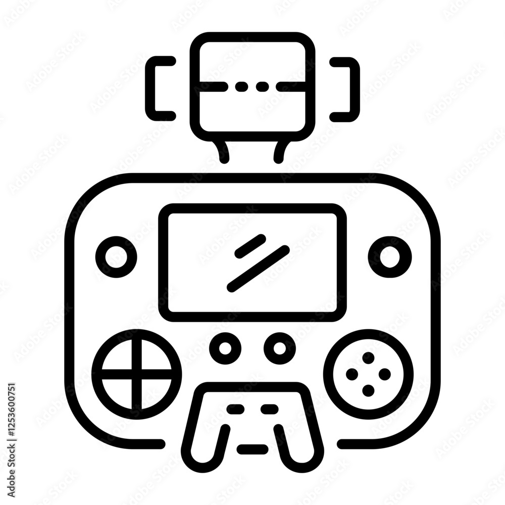 Gaming handheld controller icon in line style Gaming handheld controller icon in line style