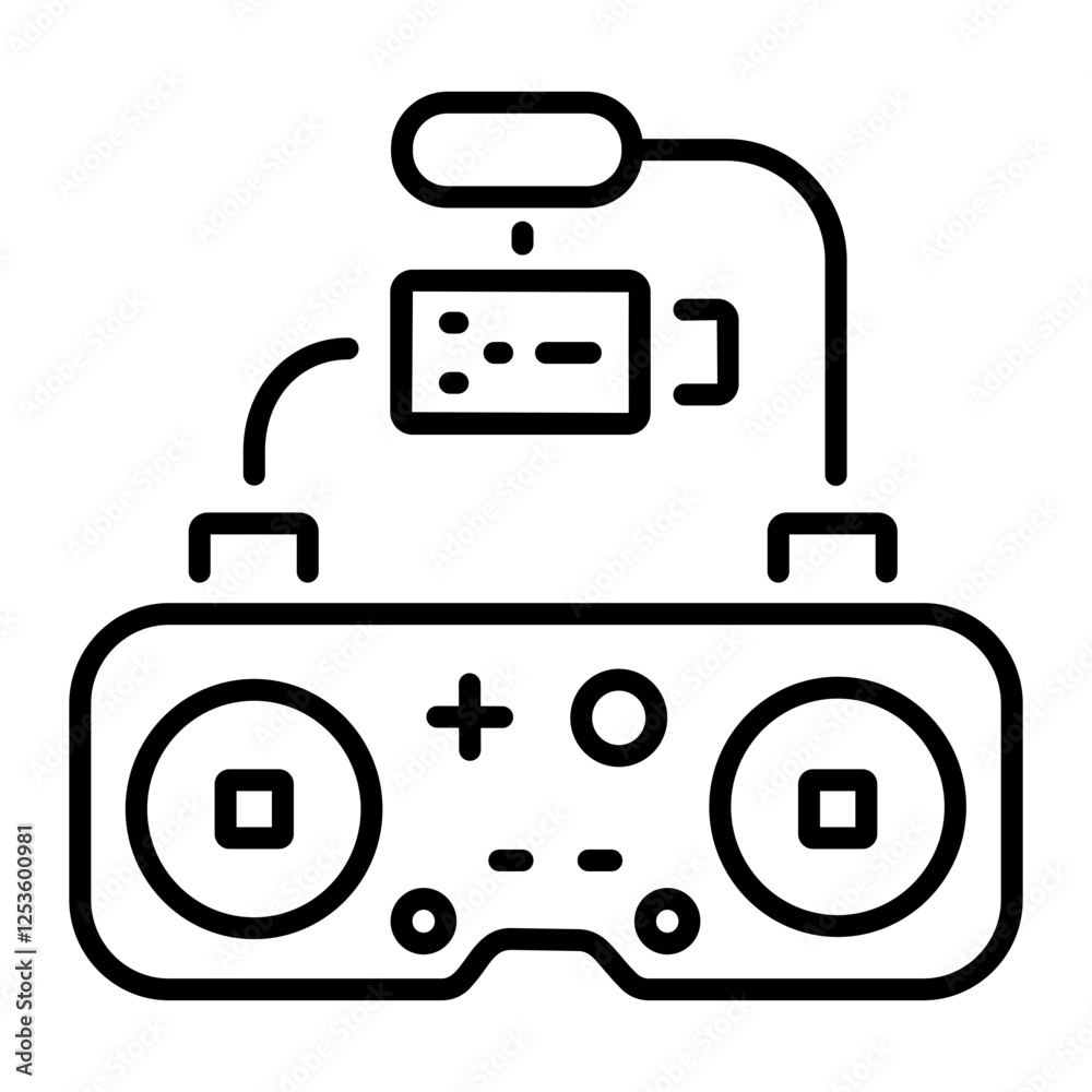 Game adaptive controller icon in linear style Game adaptive controller icon in linear style