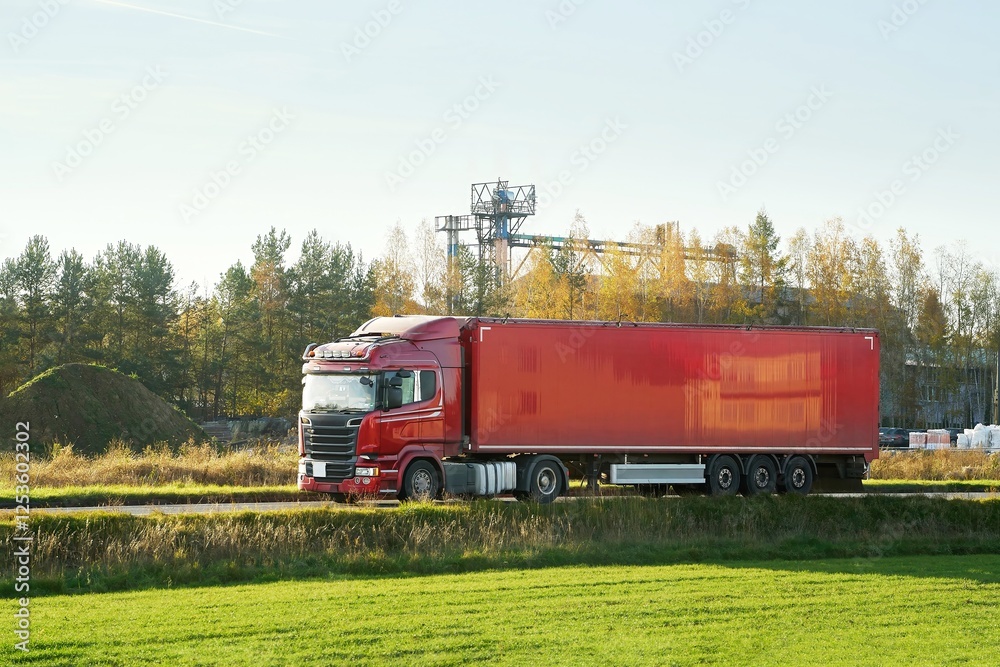 Transportation truck on countryside highway Transportation truck on countryside highway