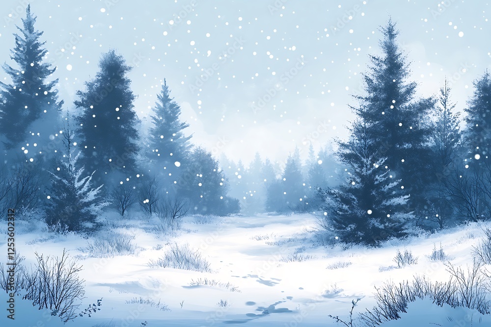 Fototapeta premium Peaceful Winter Woodland Snowfall