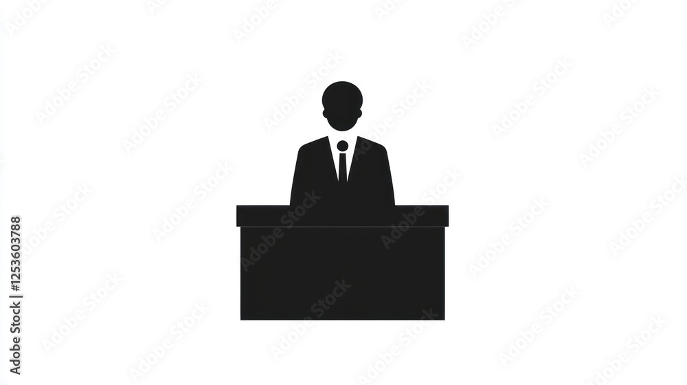 Businessman at Desk. Flat Icon. Business Meeting Businessman at Desk. Flat Icon. Business Meeting