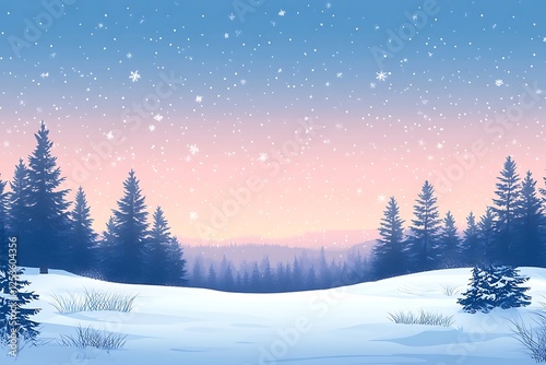 Peaceful Winter Snowfall Forest Scene