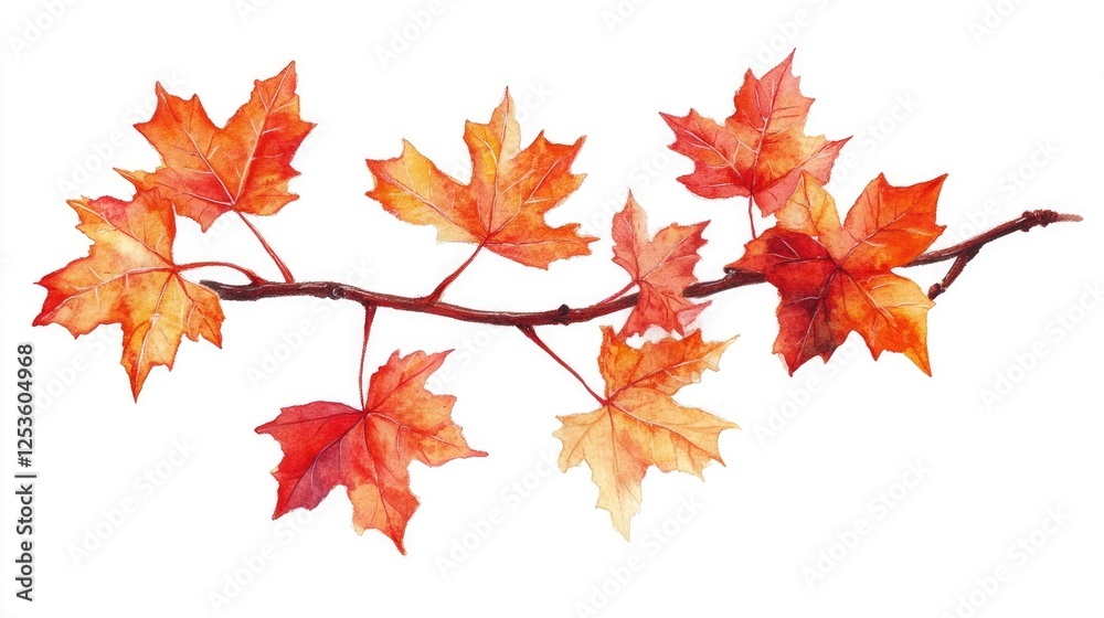 Vibrant autumn maple leaves branch Vibrant autumn maple leaves branch