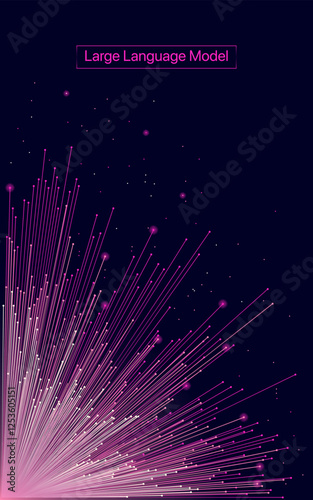 Illustration of abstract stream. Artificial intelligence. Big data, technology, AI, data transfer, data flow, large language model, generative AI