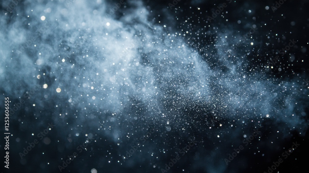 Mystical Blue Smoke with Glitter Particles Dancing in the Air Mystical Blue Smoke with Glitter Particles Dancing in the Air